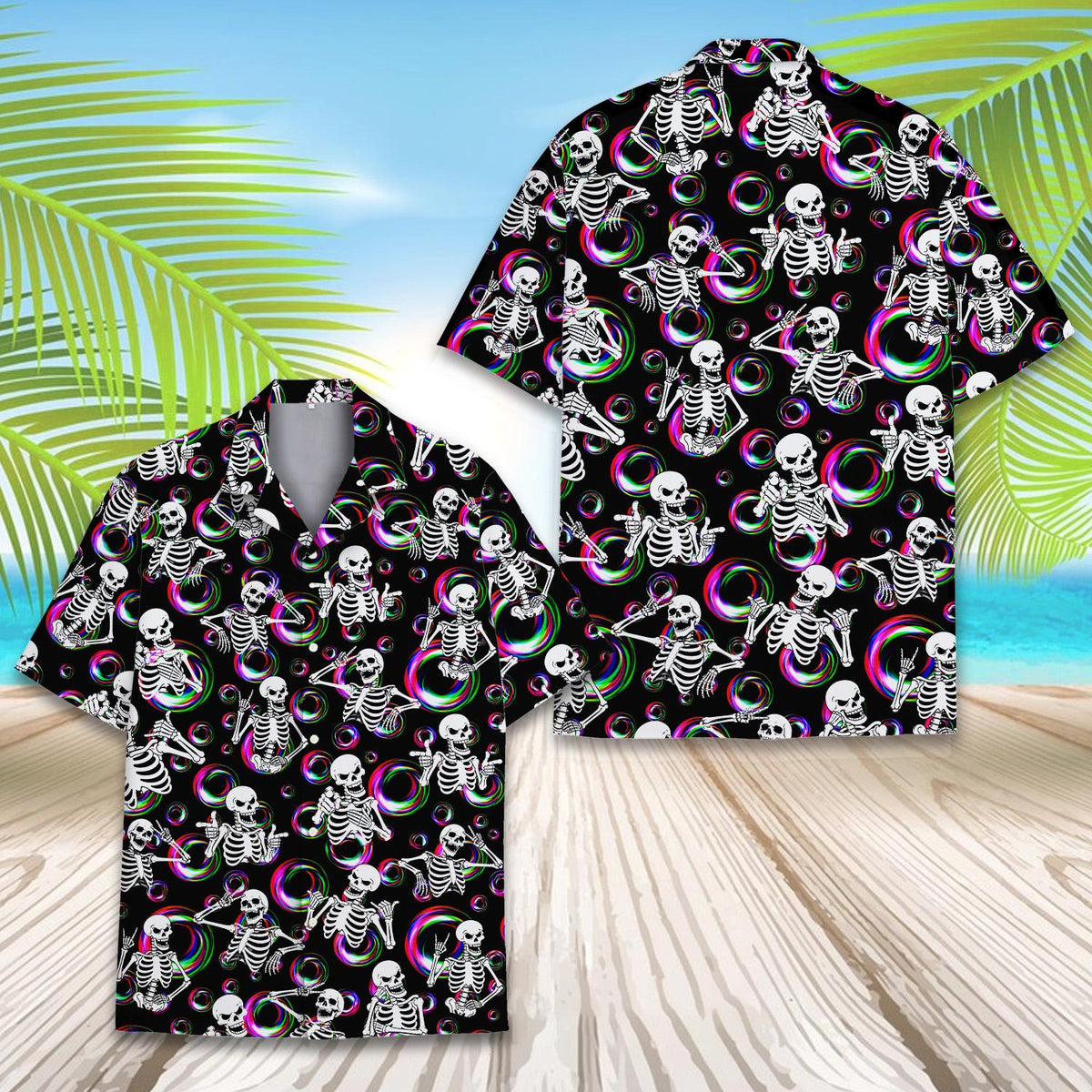Additional angle of the halloween family matching hawaiian shirt