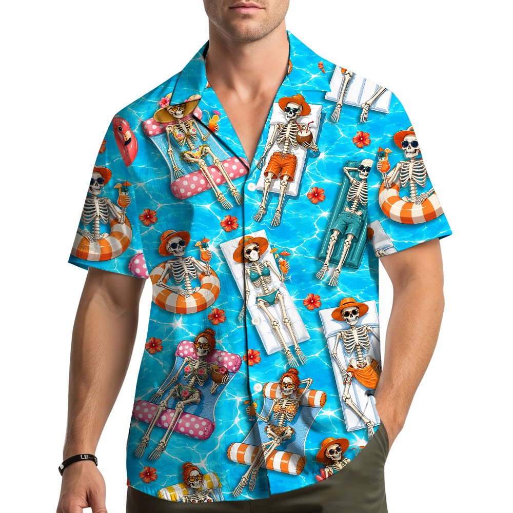Lifestyle view of matching family hawaiian shirts
