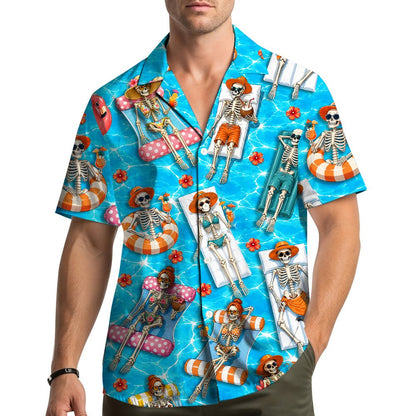 Lifestyle view of matching family hawaiian shirts