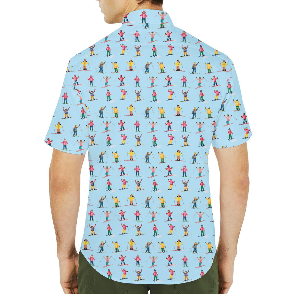 Second lifestyle view showcasing the matching family hawaiian shirt in a casual setting