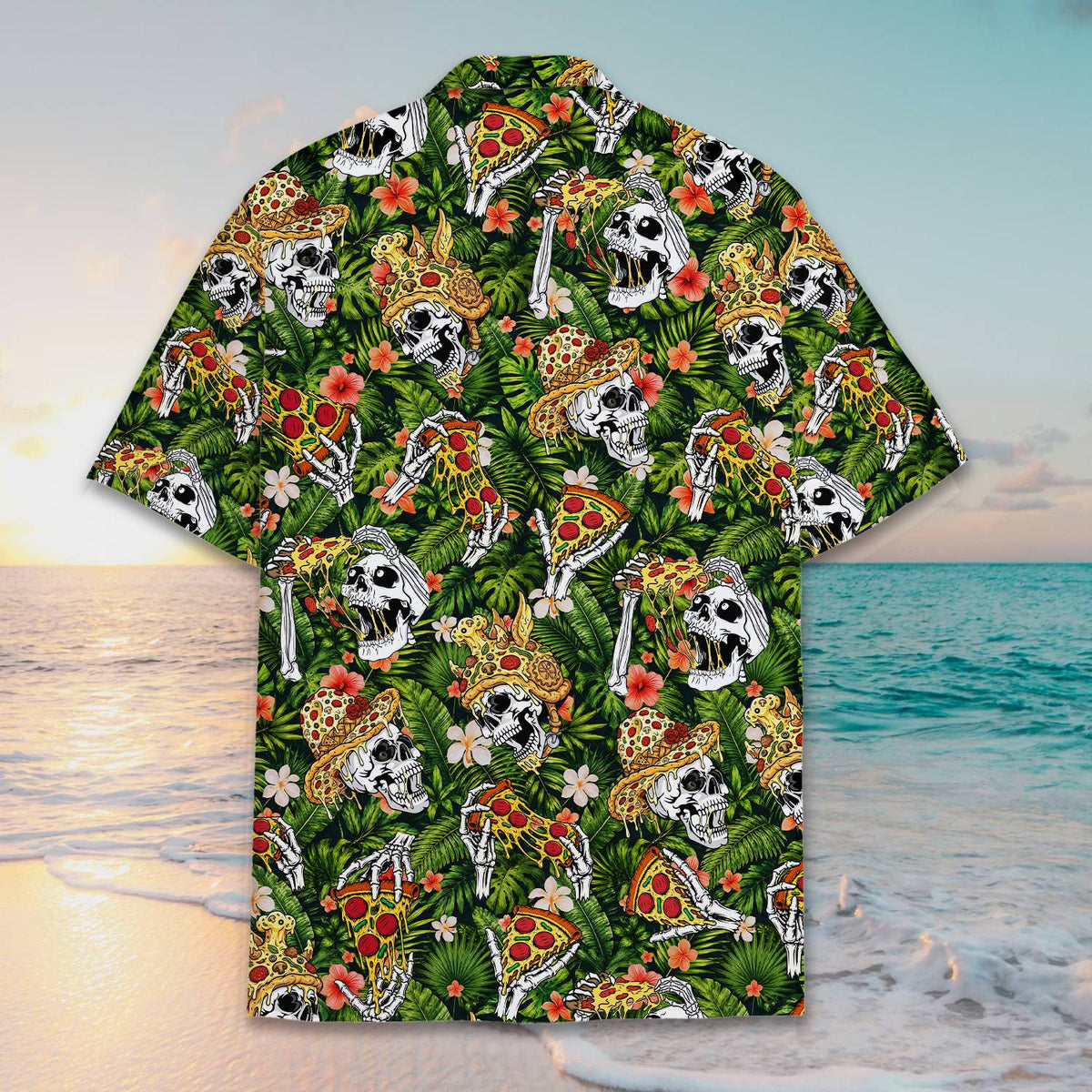 Detailed back view of the tropical shirt