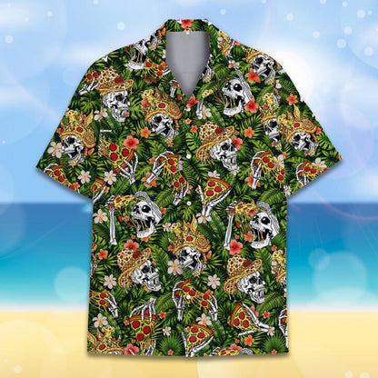 Another front view of the tropical pizza hawaiian shirt