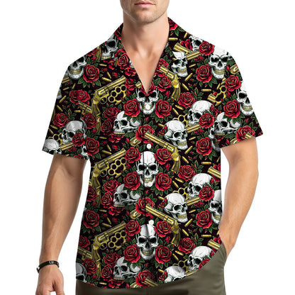 Lifestyle view of the family matching hawaiian shirts