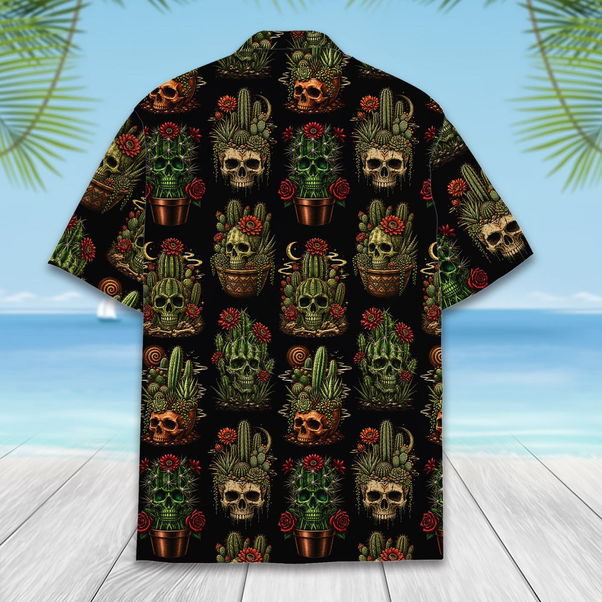 Back view of the matching family hawaiian shirt