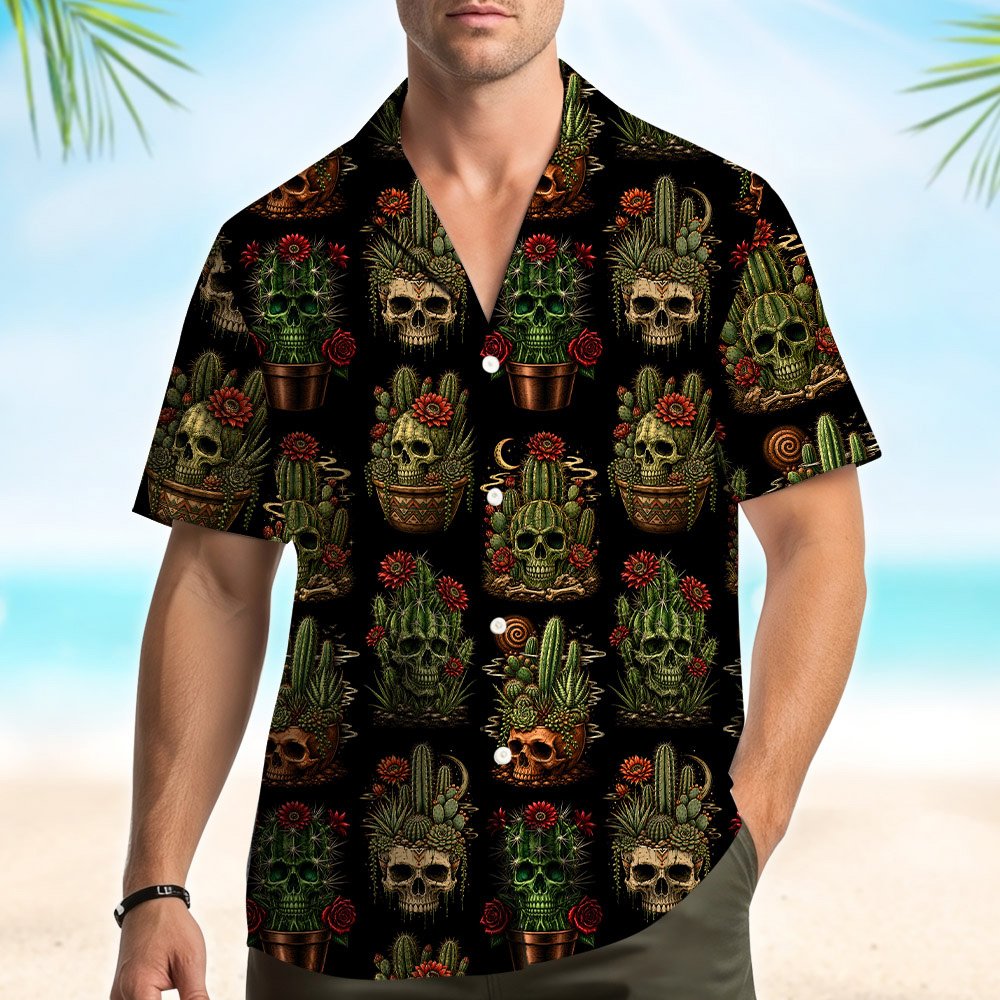 Third lifestyle image of the matching family hawaiian shirts