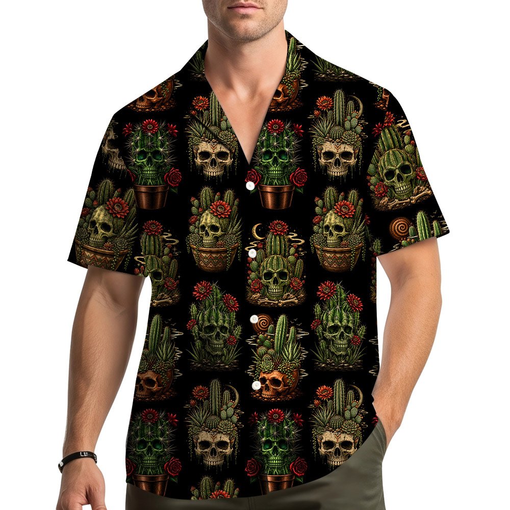 Lifestyle image of family wearing the matching hawaiian shirts