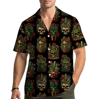Lifestyle image of family wearing the matching hawaiian shirts