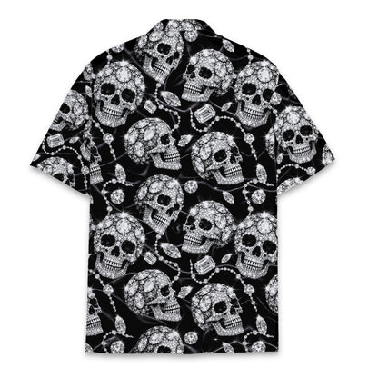Back view of the skull hawaiian shirt showing the repeating pattern