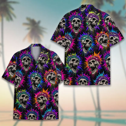 Second lifestyle shot of the hawaiian skull shirt outdoors