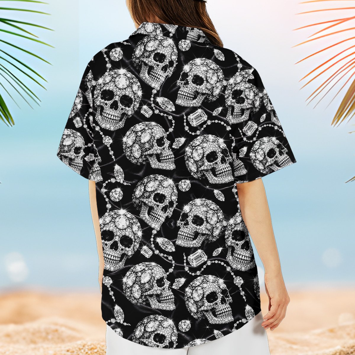 Second lifestyle view of the matching family hawaiian shirts in a casual setting