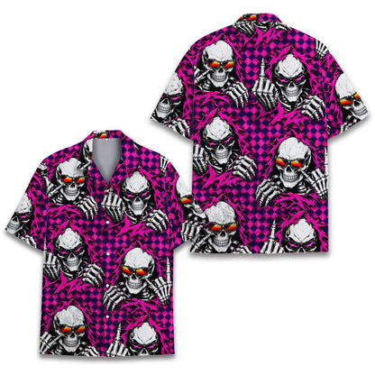 Fourth lifestyle view of the adult checkered skull shirt