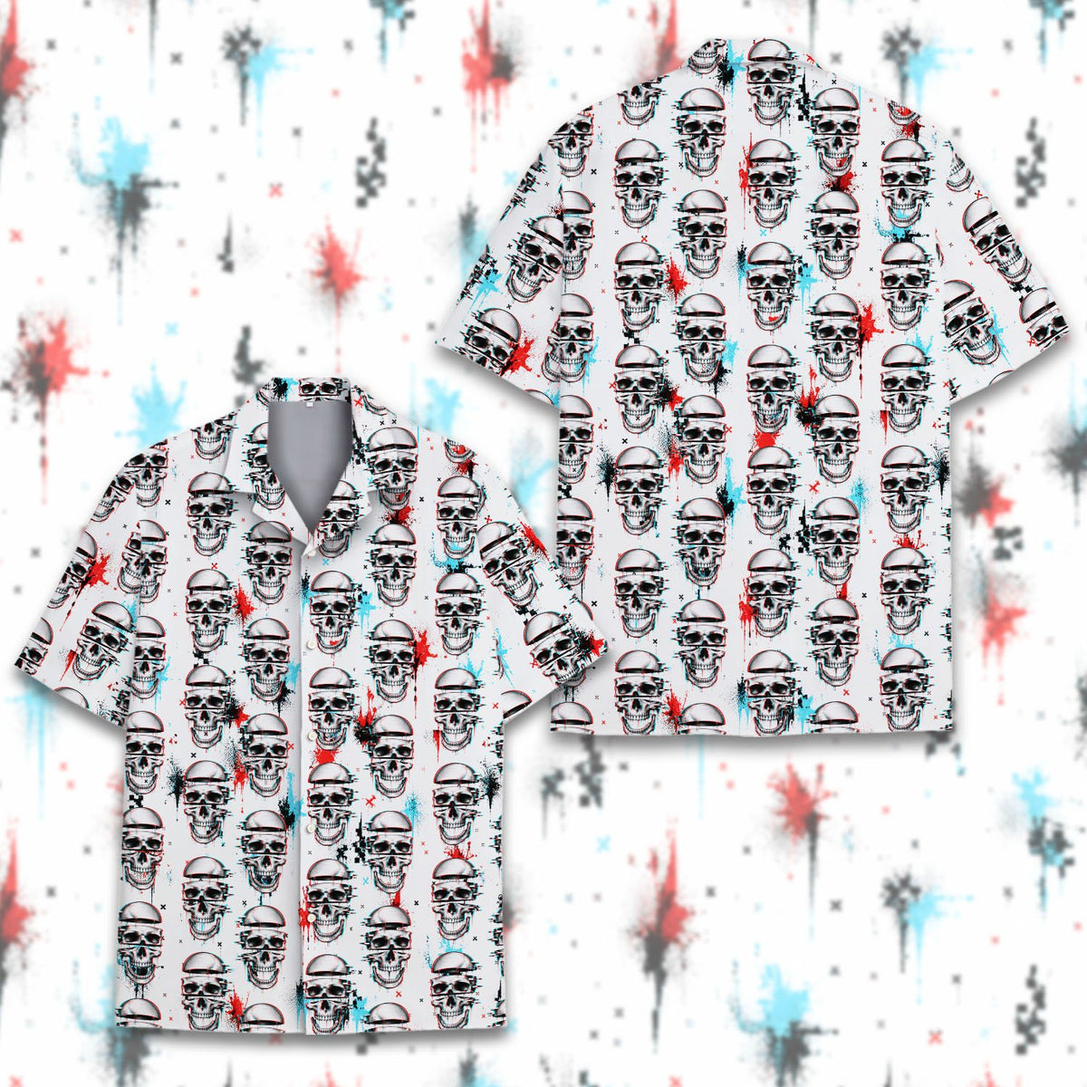 Front view of the matching family hawaiian shirt design on a clean background