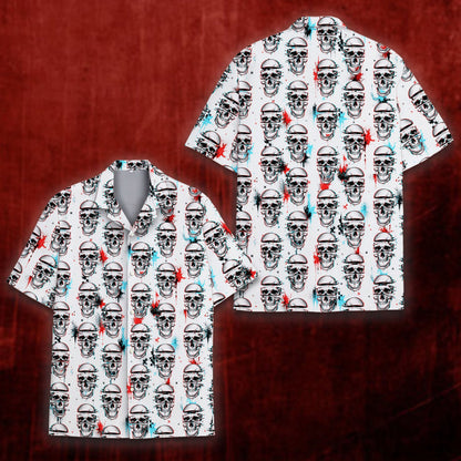 Another front view displaying the abstract glitch skull pattern and vertical columns