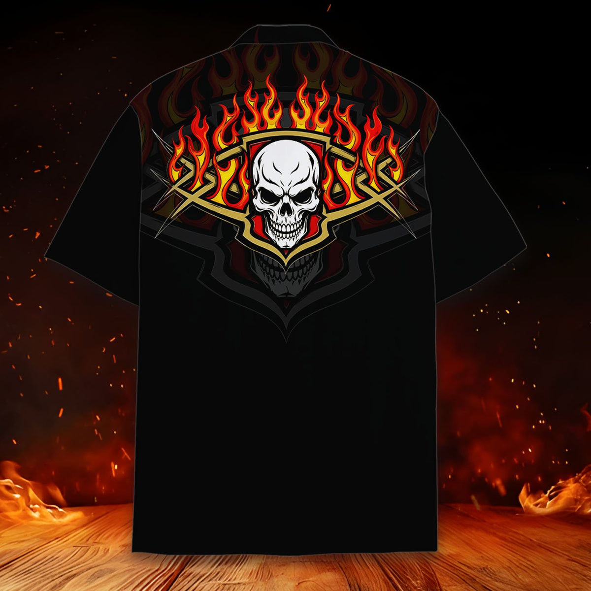 Detailed side view of the button-down shirt