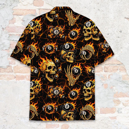 Detailed back view of the skeleton hands and fire motif