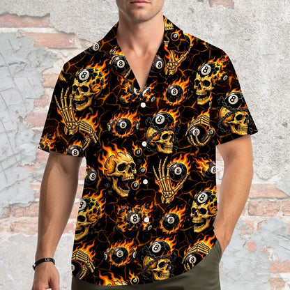 Second lifestyle view of the skeleton fire button-down