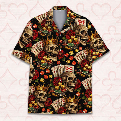Close up front view of the matching family hawaiian shirt design