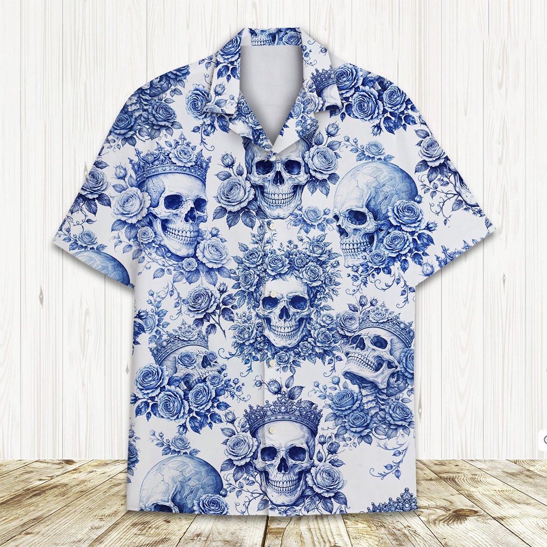 Another front view of the matching family hawaiian shirts