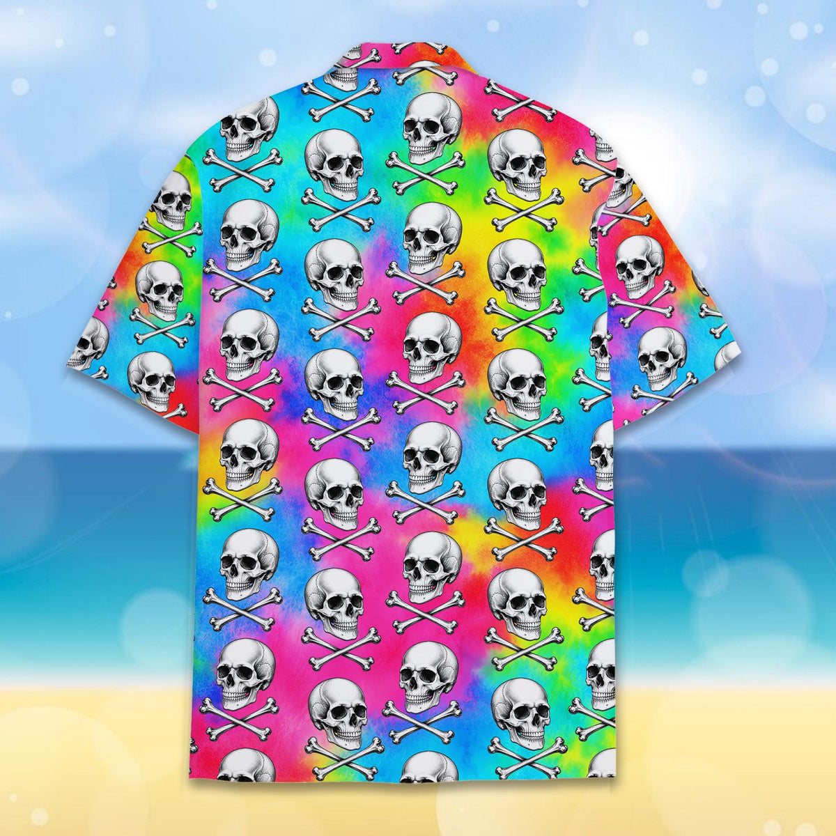 Matching family skulls and tie-dye hawaiian shirt, main view