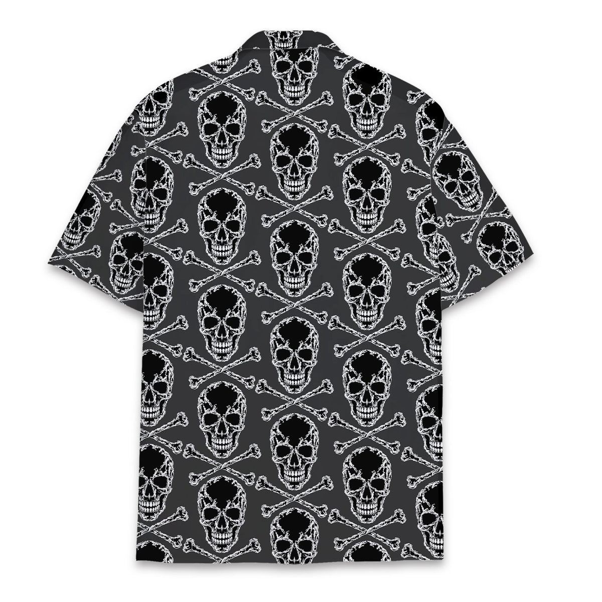 Back view of the skulls Hawaiian shirt