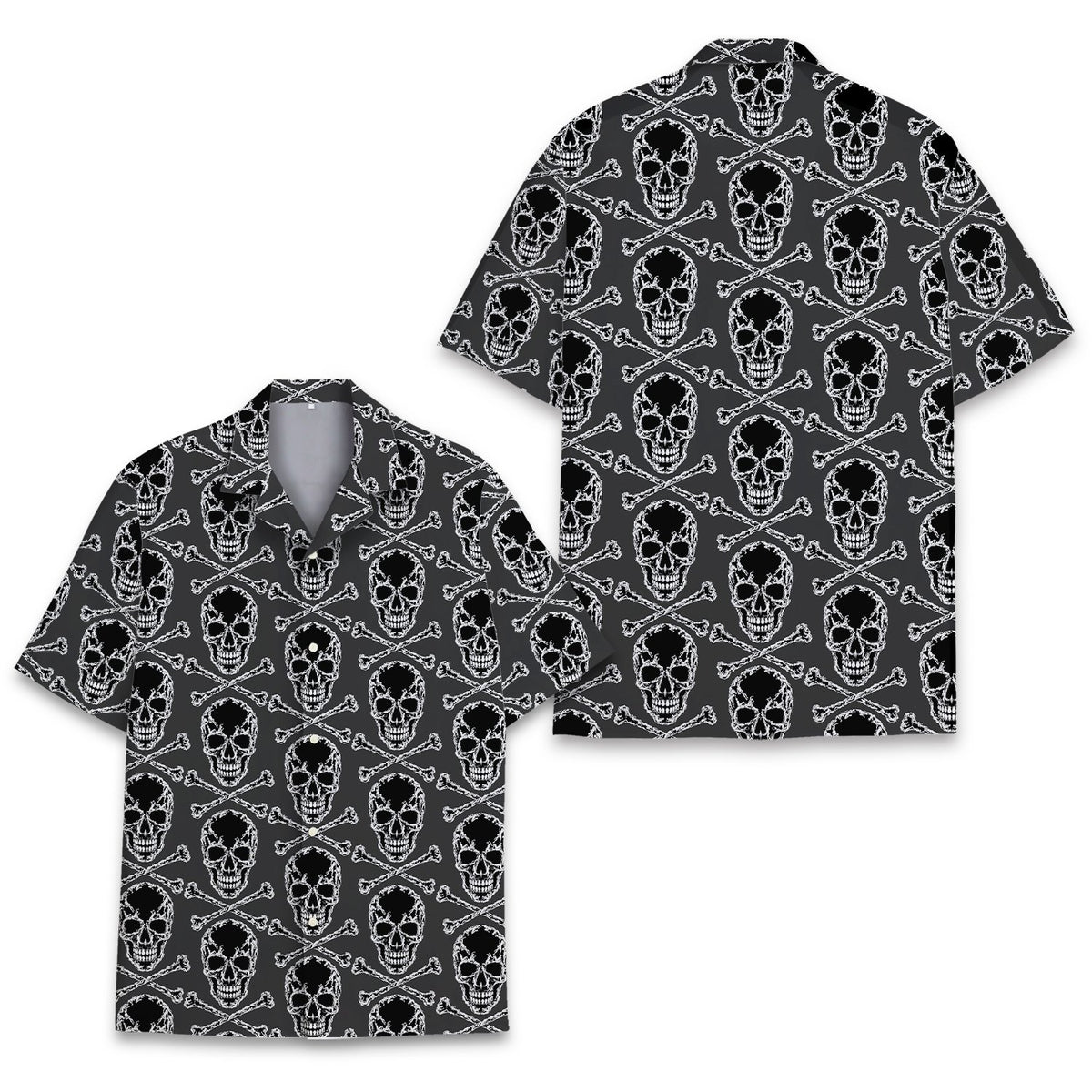 Alternative front view of the skulls hawaiian shirt