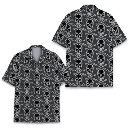 Alternative front view of the skulls hawaiian shirt
