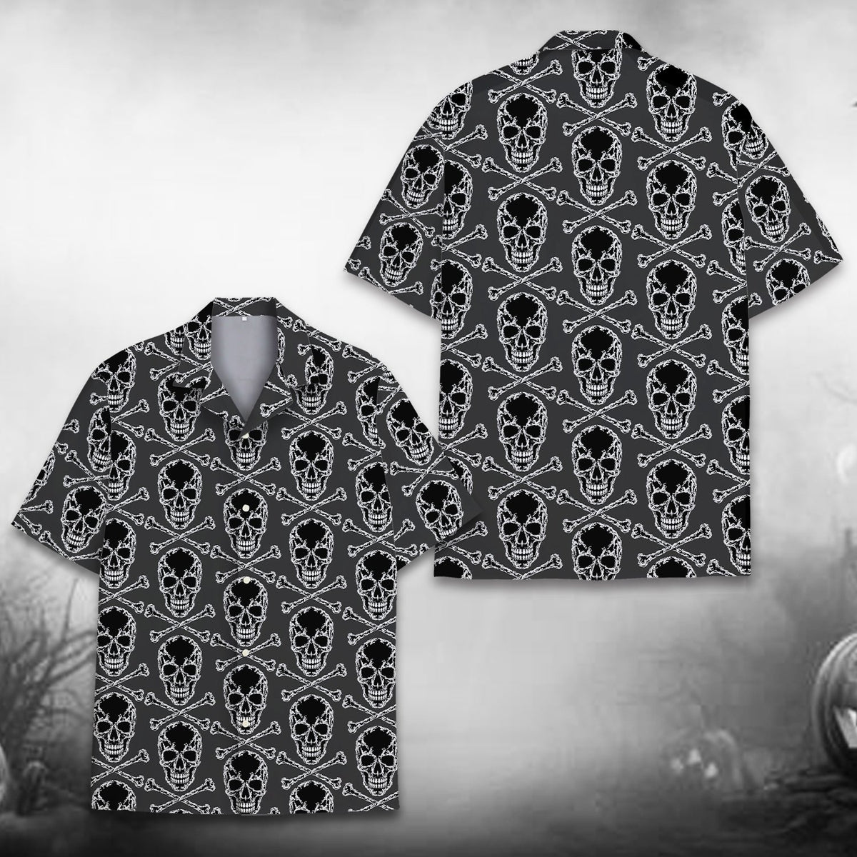 Close up front view of the matching family Hawaiian shirt