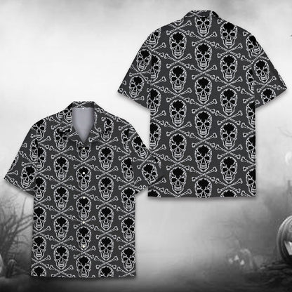 Close up front view of the matching family Hawaiian shirt