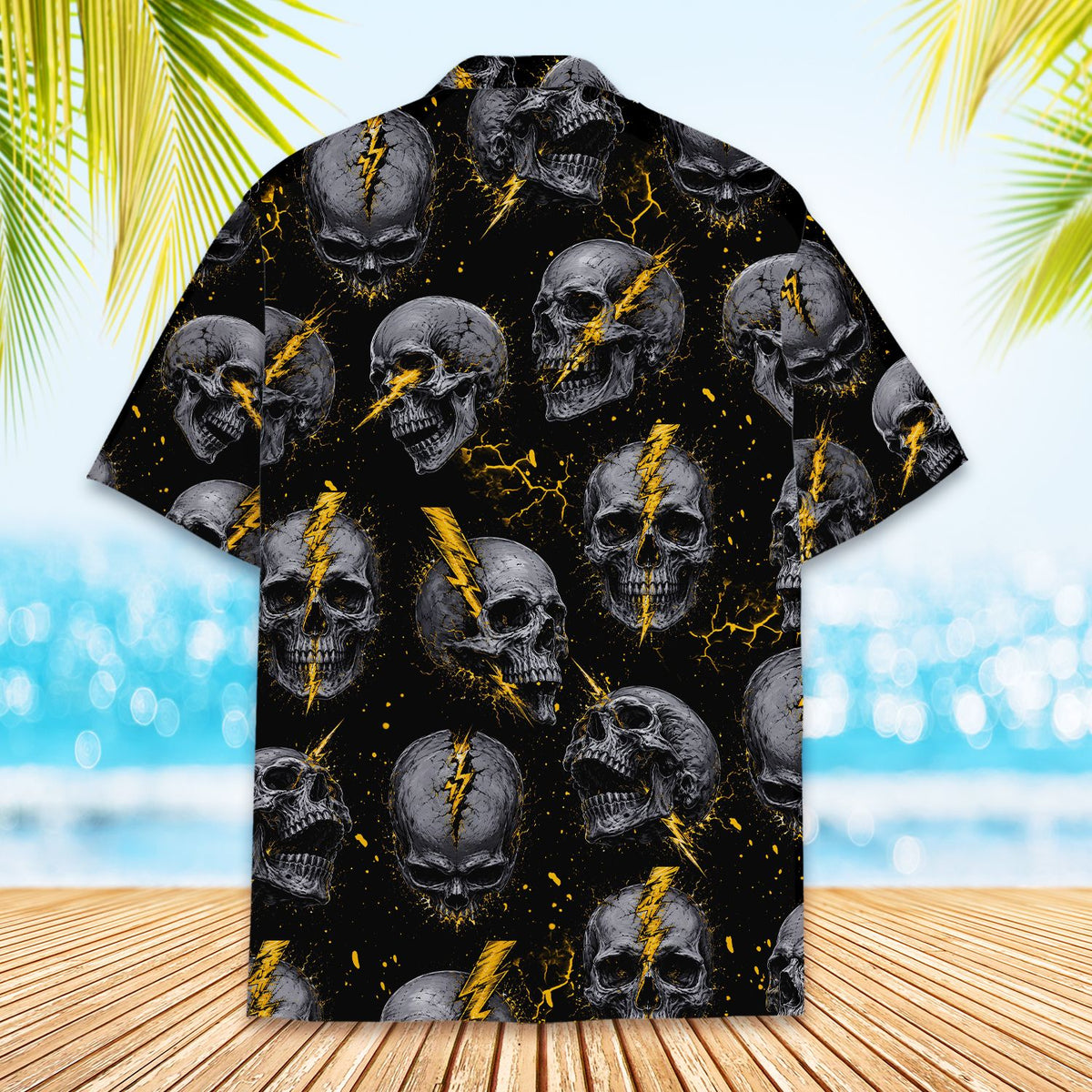 Another back view of the skulls hawaiian shirt