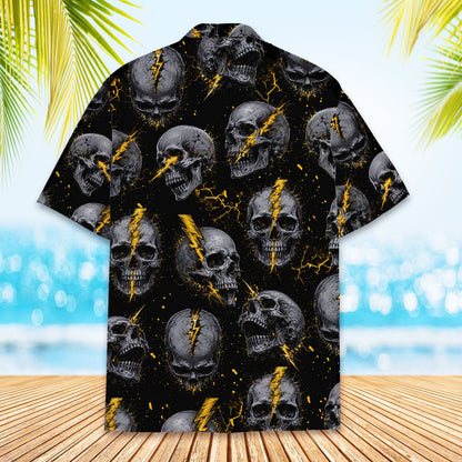 Another back view of the skulls hawaiian shirt