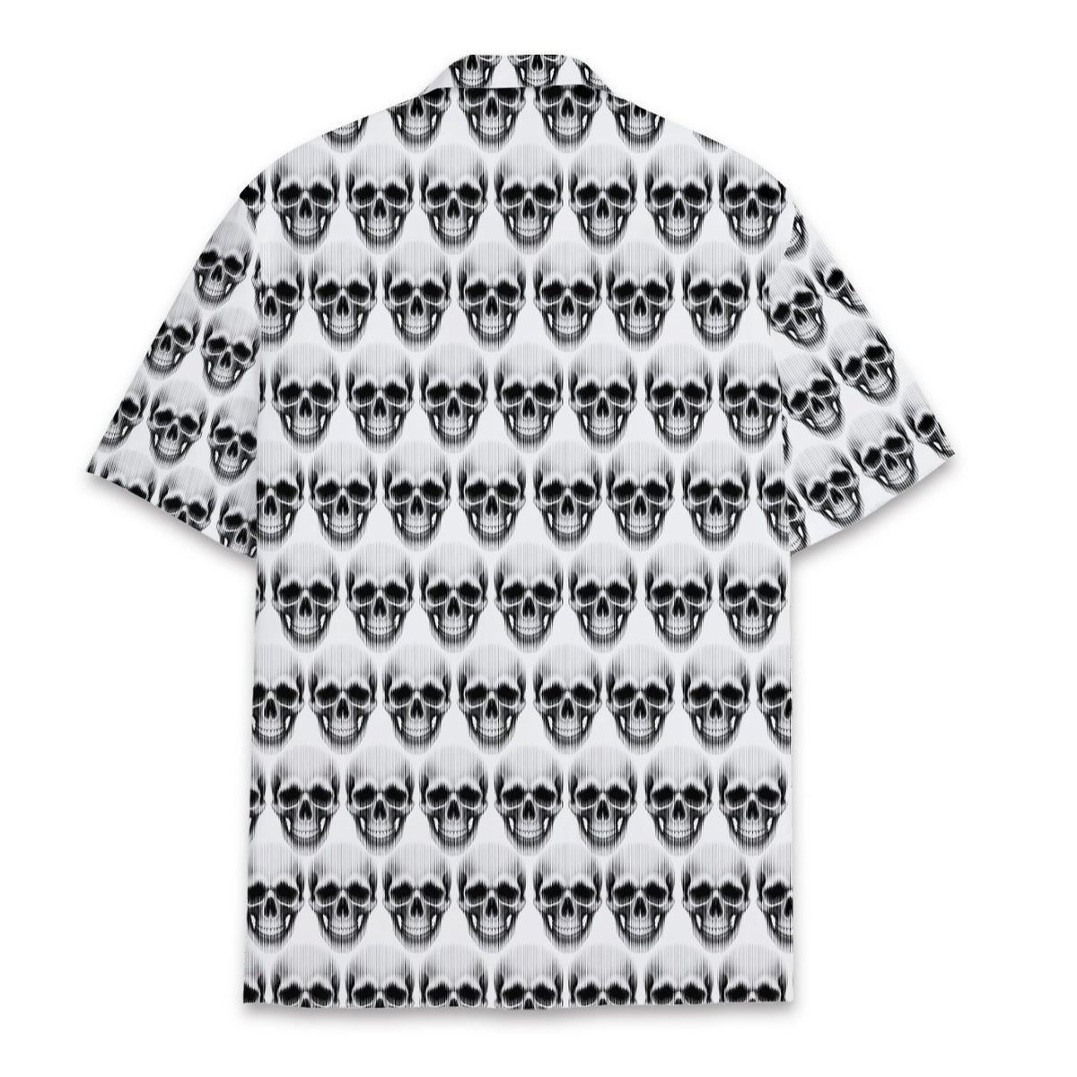 Back view of the matching family hawaiian shirt with skulls