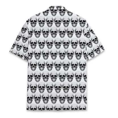 Back view of the matching family hawaiian shirt with skulls