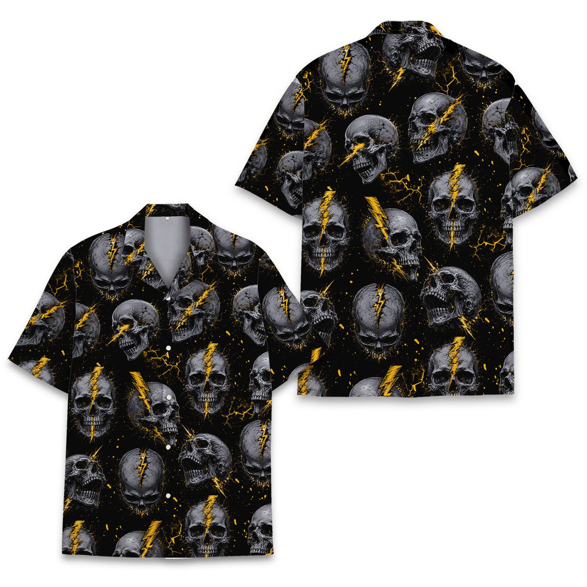 Another front view of the skulls hawaiian shirt