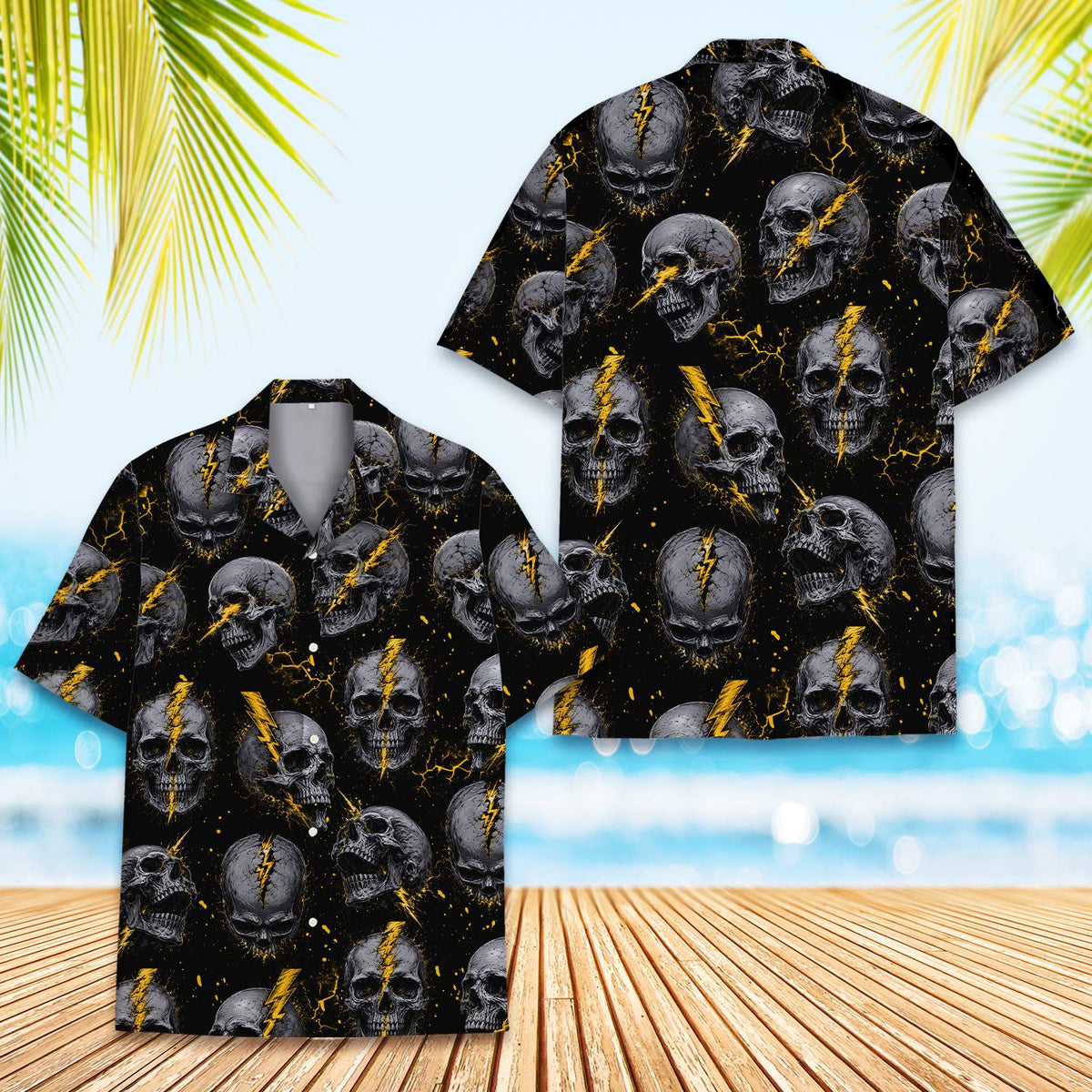 Detailed front view of the matching family hawaiian shirt