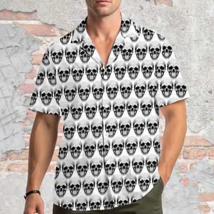 Lifestyle shot of the halloween hawaiian shirt worn outdoors