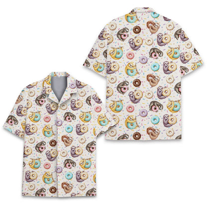 Sloth and donuts hawaiian shirt featuring cute sloths and colorful sprinkles