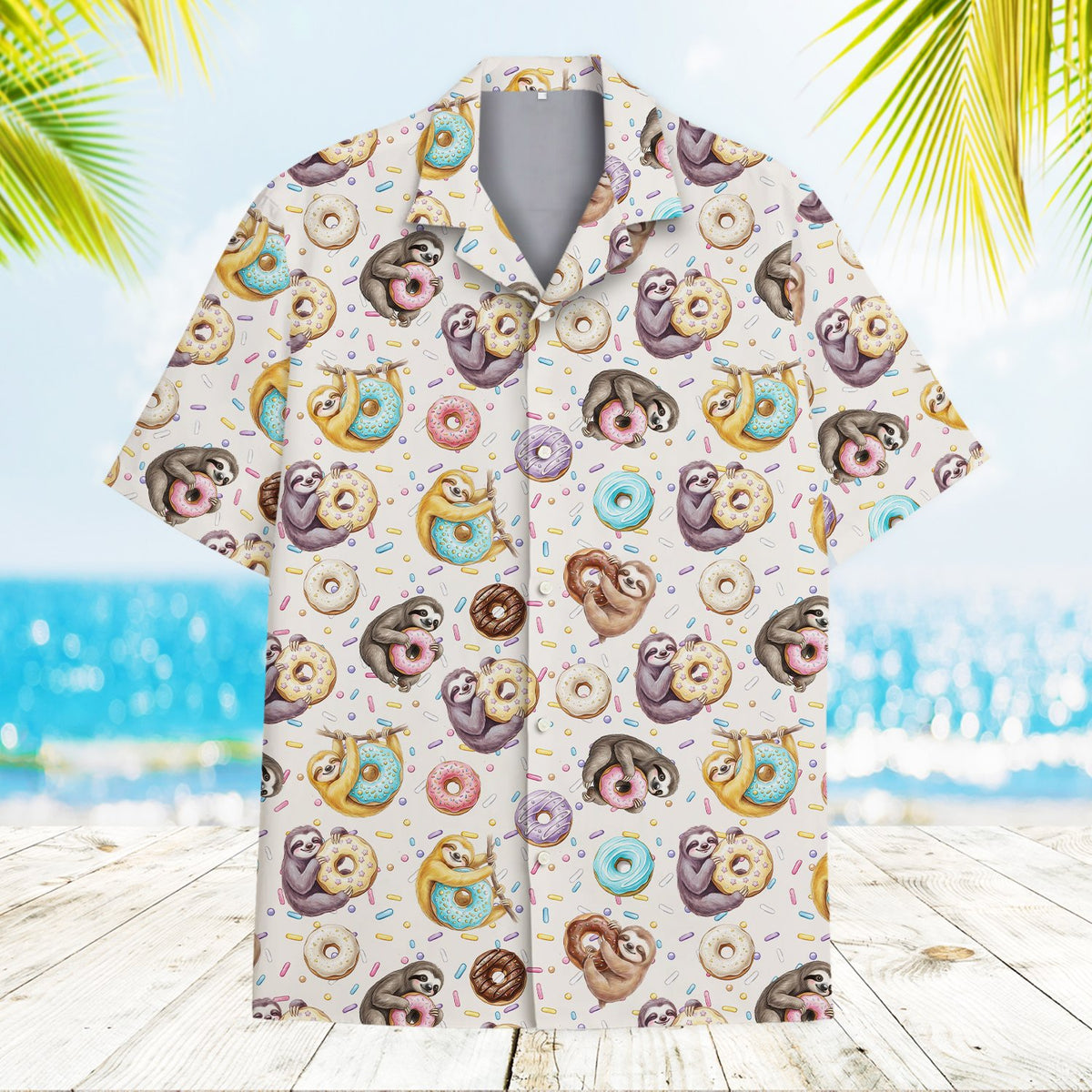 Lifestyle view of the matching family hawaiian shirts