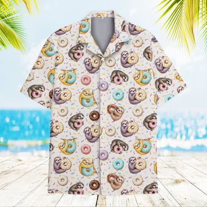 Lifestyle view of the matching family hawaiian shirts