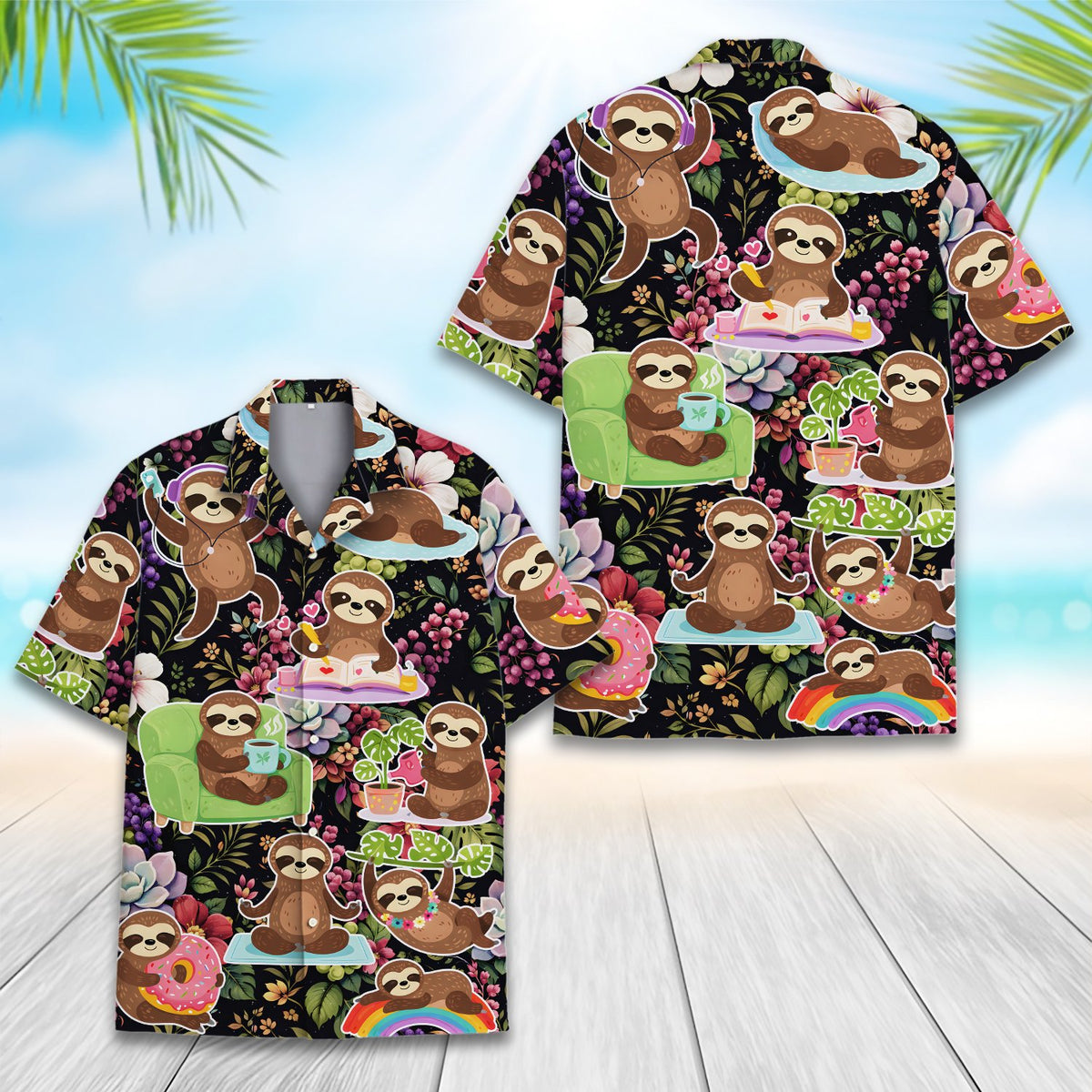 Alternative front view showing the matching family hawaiian shirts design