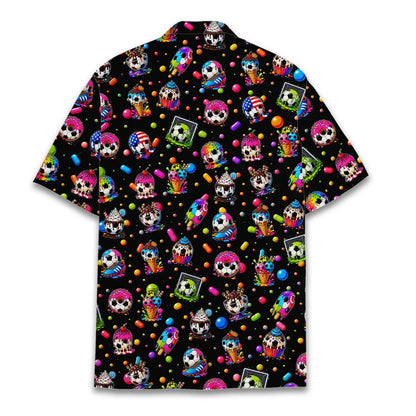 Back view of the soccer and sweets matching family Hawaiian shirt