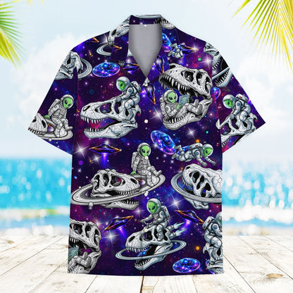 Another main view of the purple space hawaiian shirt