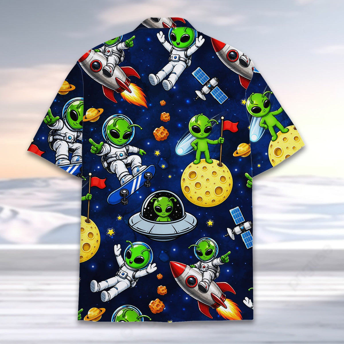 Second back view showing the vibrant space aliens design