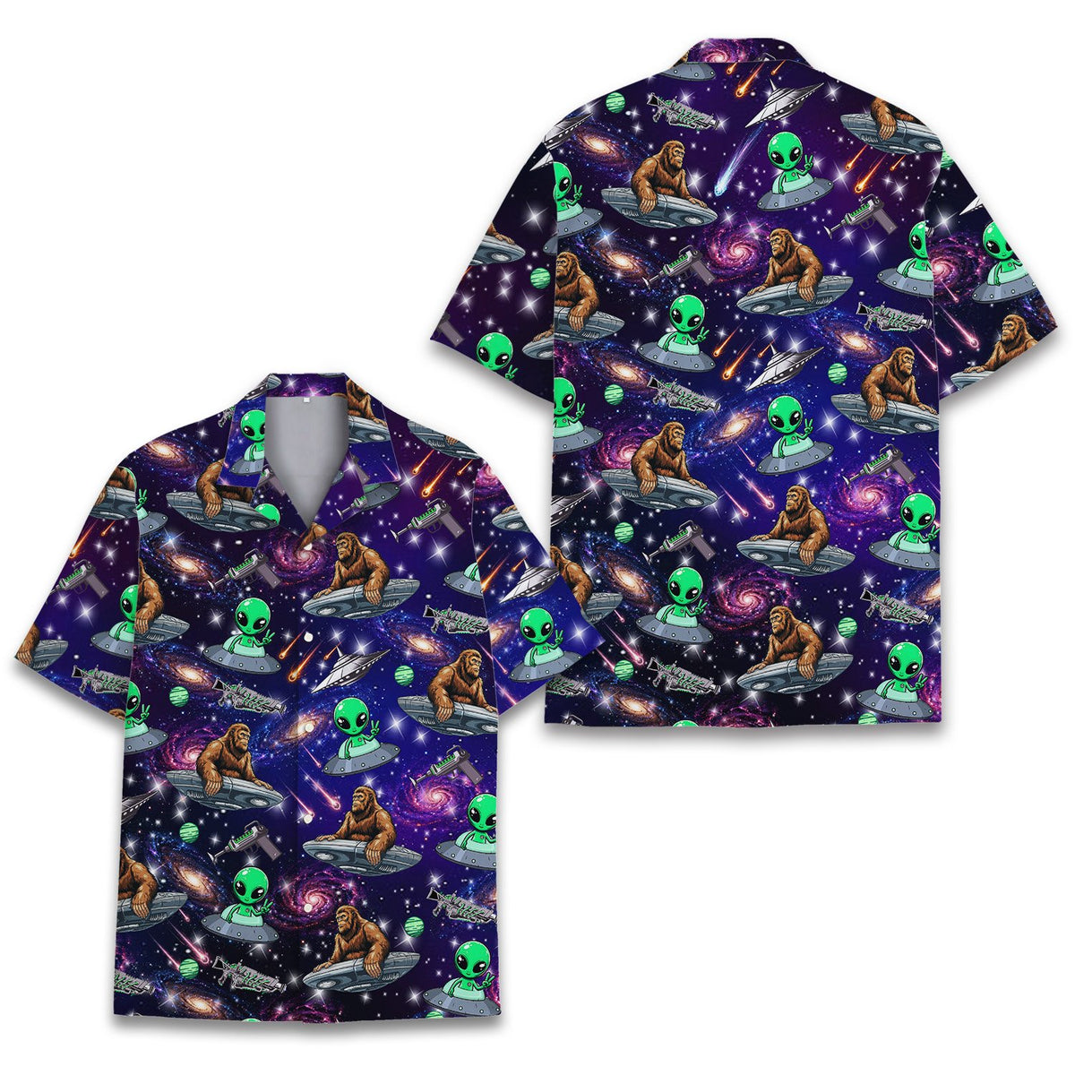 Collar and shoulder detail of the bigfoot hawaiian shirt