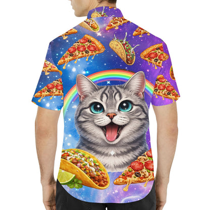 Second lifestyle view showcasing the vibrant colors of the galaxy hawaiian shirt
