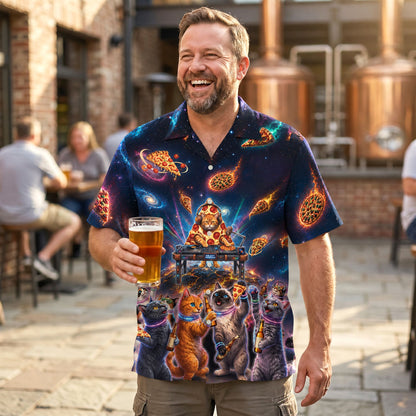 Lifestyle view 2 of the space cats and pizza hawaiian shirt