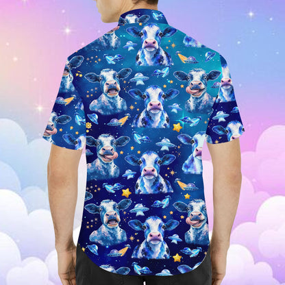 Close-up back view of the starry sky and cow print