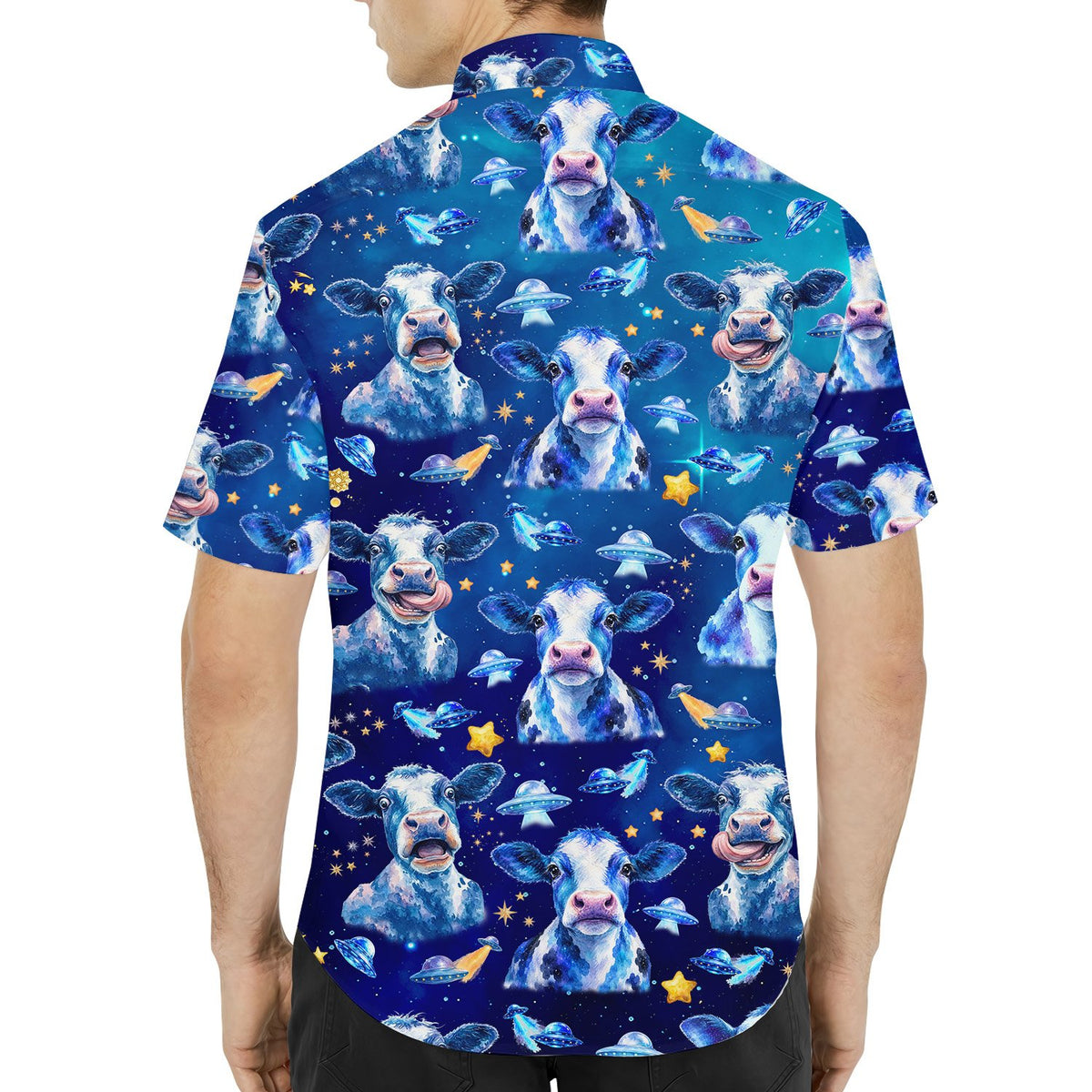 Another back view of matching family hawaiian shirts