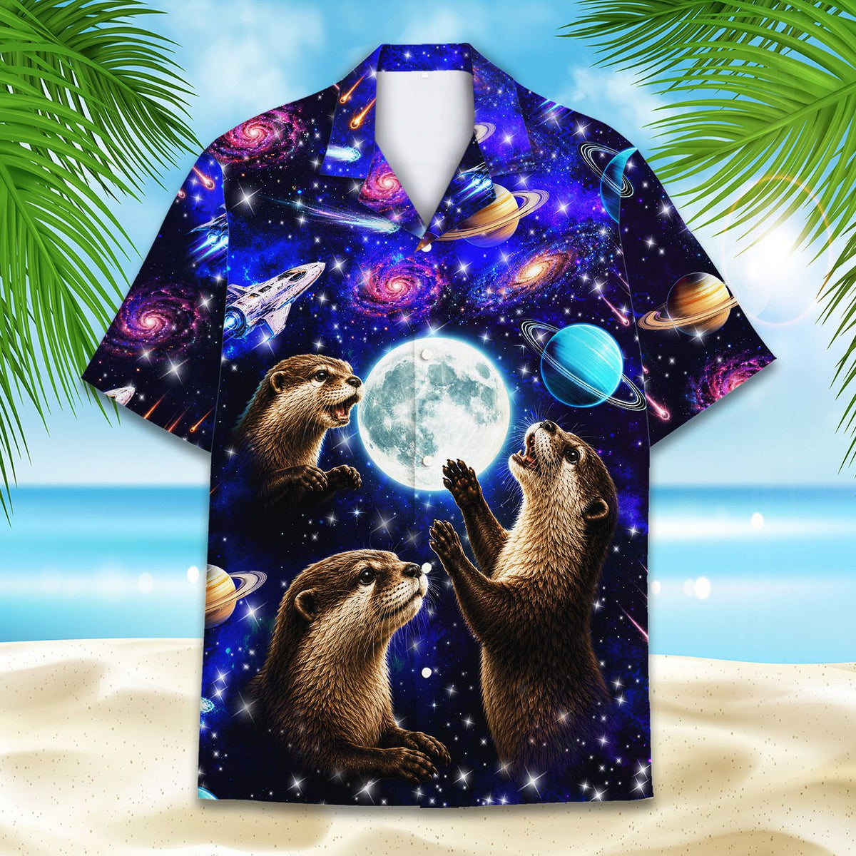 Another front view of the matching family hawaiian shirt design