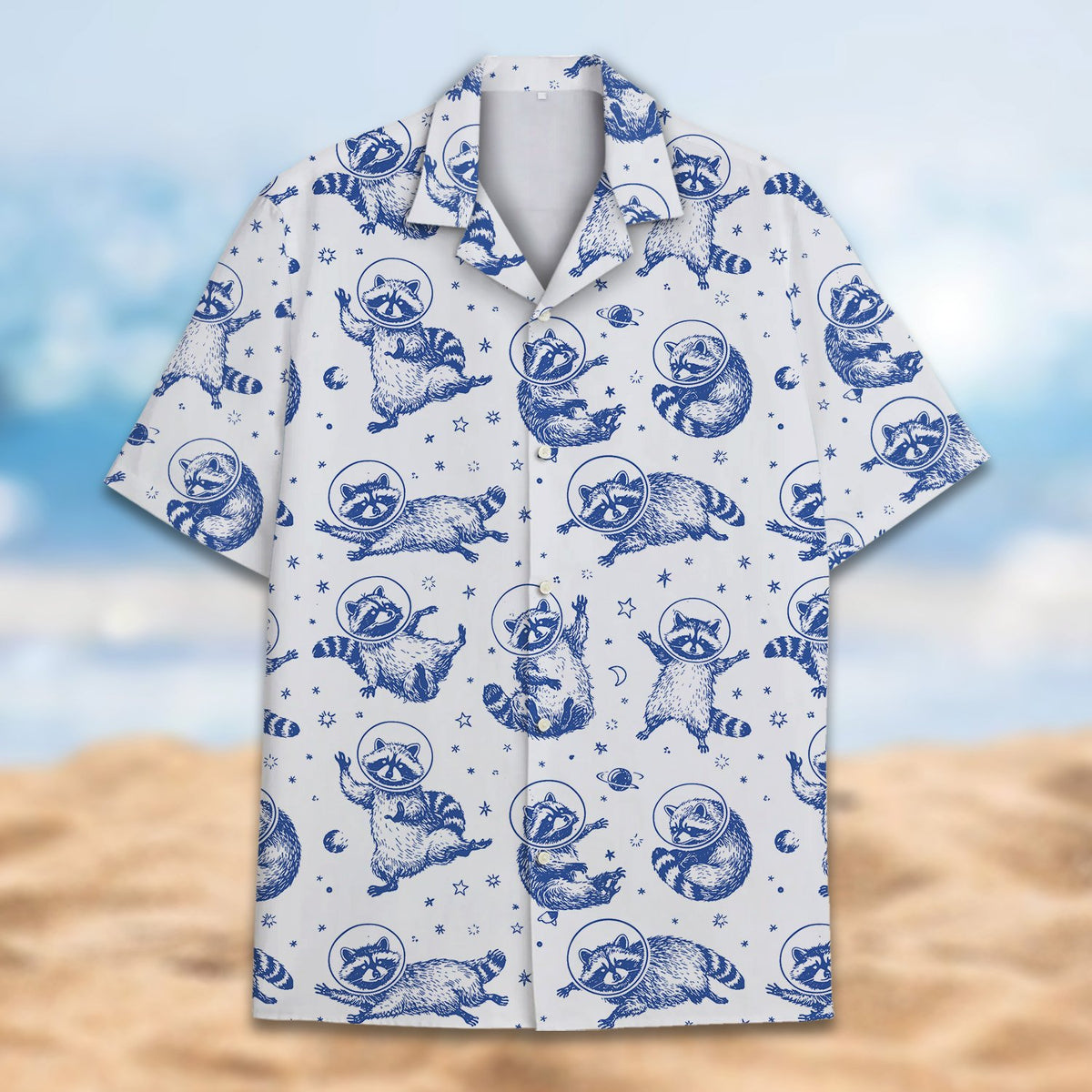 Another front angle of the white space hawaiian shirt
