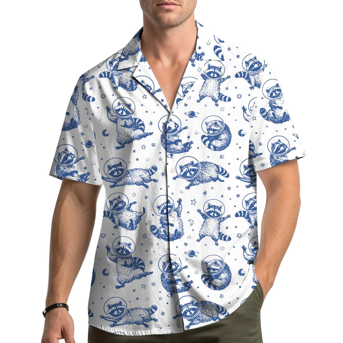 Lifestyle view of the matching family hawaiian shirts being worn